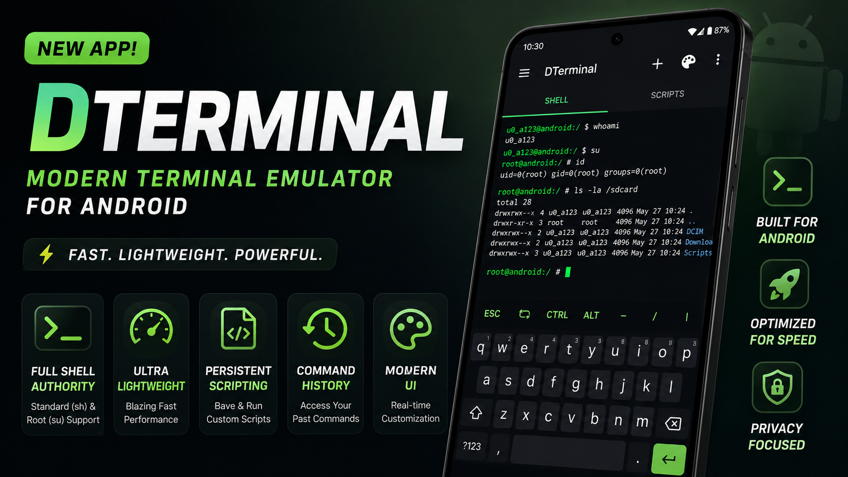 ⚡ DTerminal: The Ultimate Modern Terminal Emulator for Android (Root & Standard)